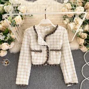 French Vintage Cropped Vintage Tweed Top