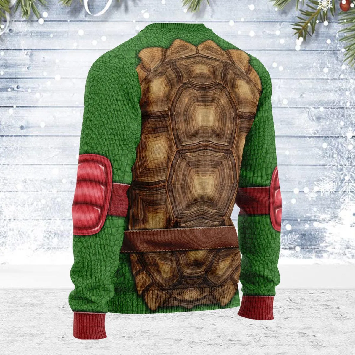 Gearhomie Merry Christmas Raphael Ninja Turtle Unisex Wool Sweater