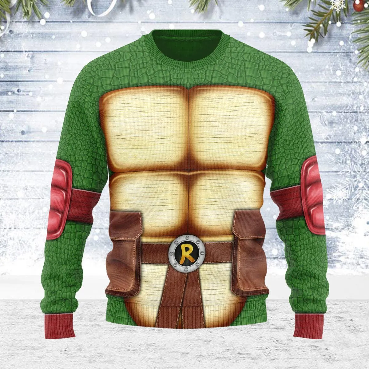Gearhomie Merry Christmas Raphael Ninja Turtle Unisex Wool Sweater