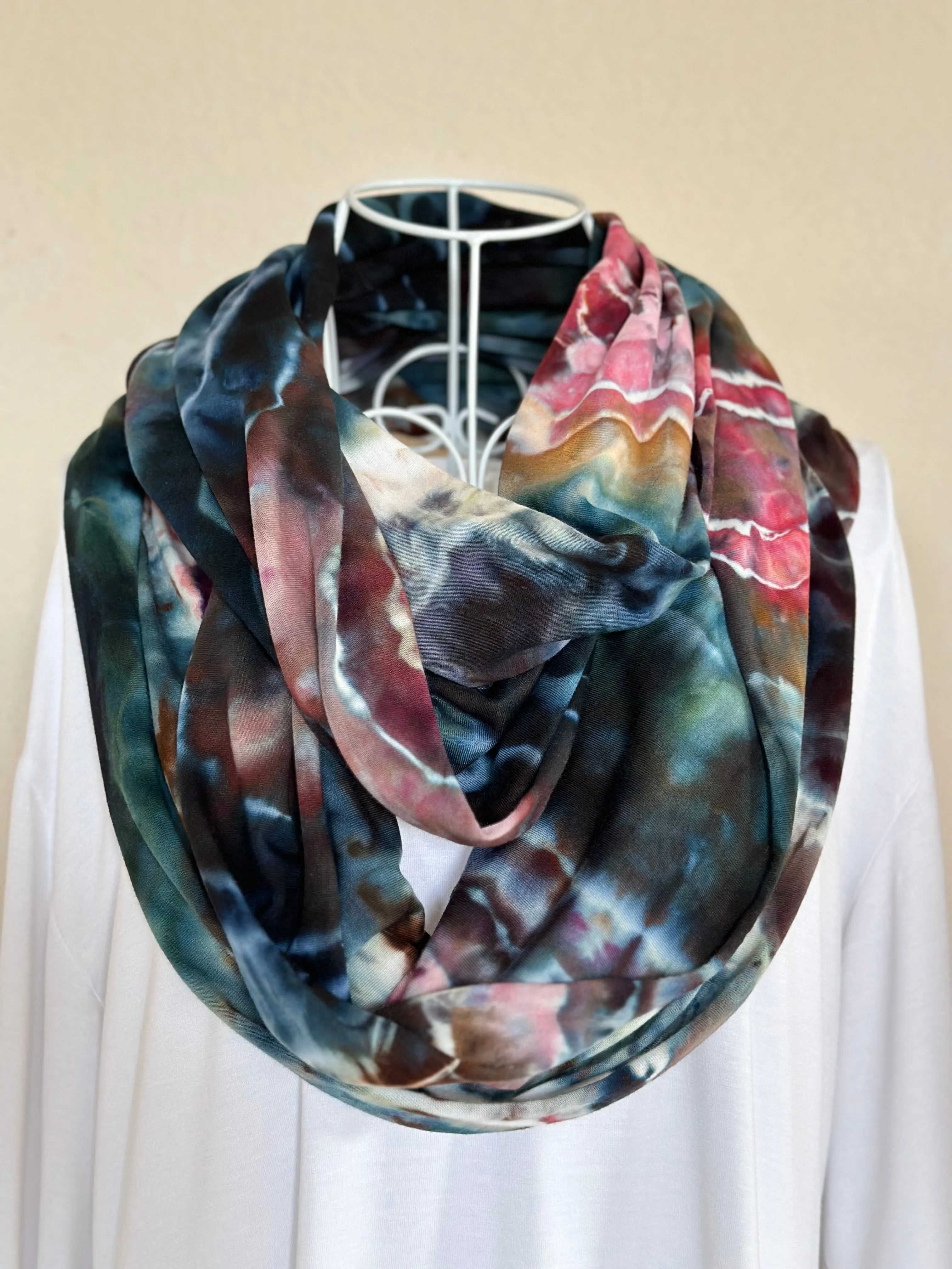 Geode Organic Bamboo Cotton Infinity Scarf in ‘Pinot Sage & Teal’