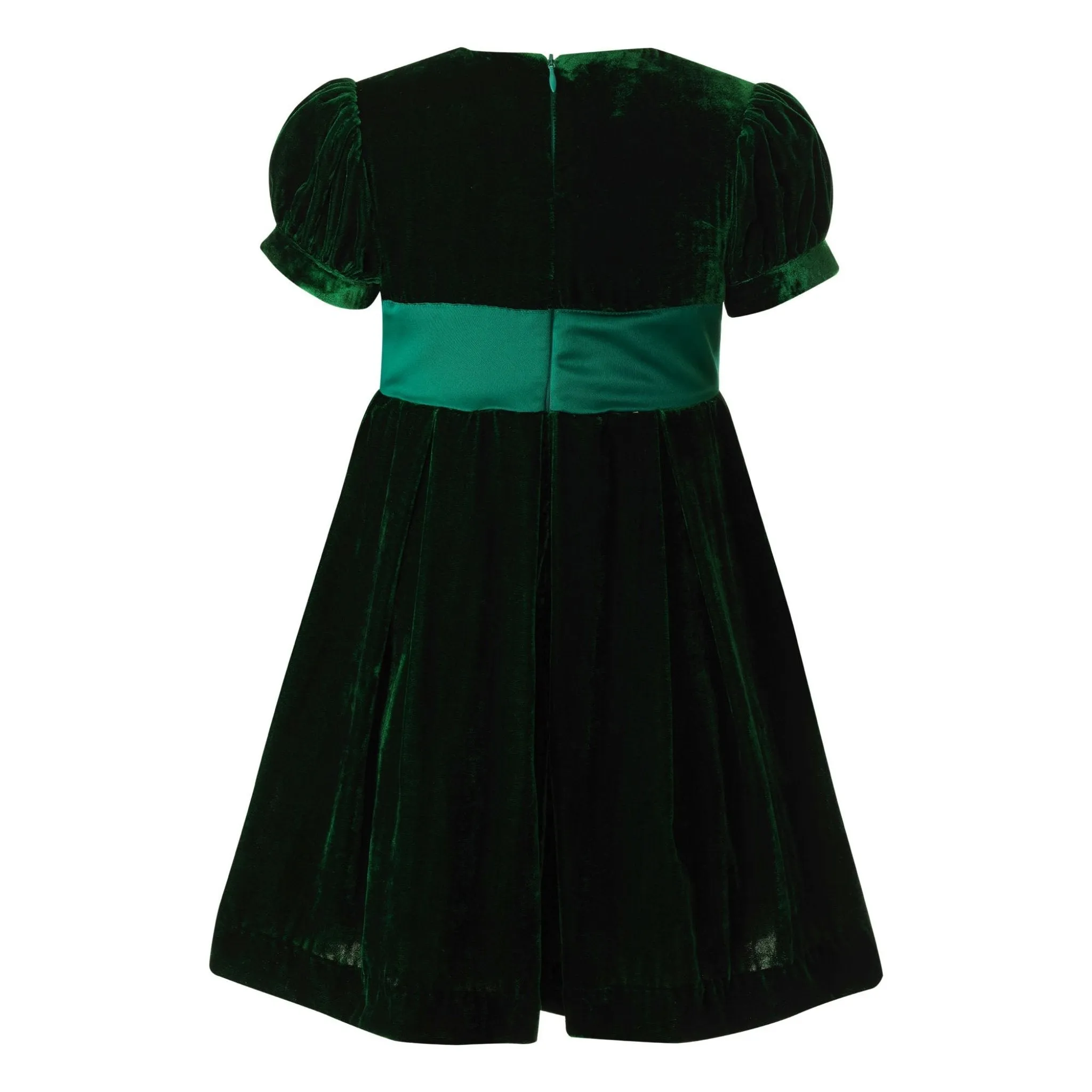 Girls Crushed Velvet Bow Dress, Green
