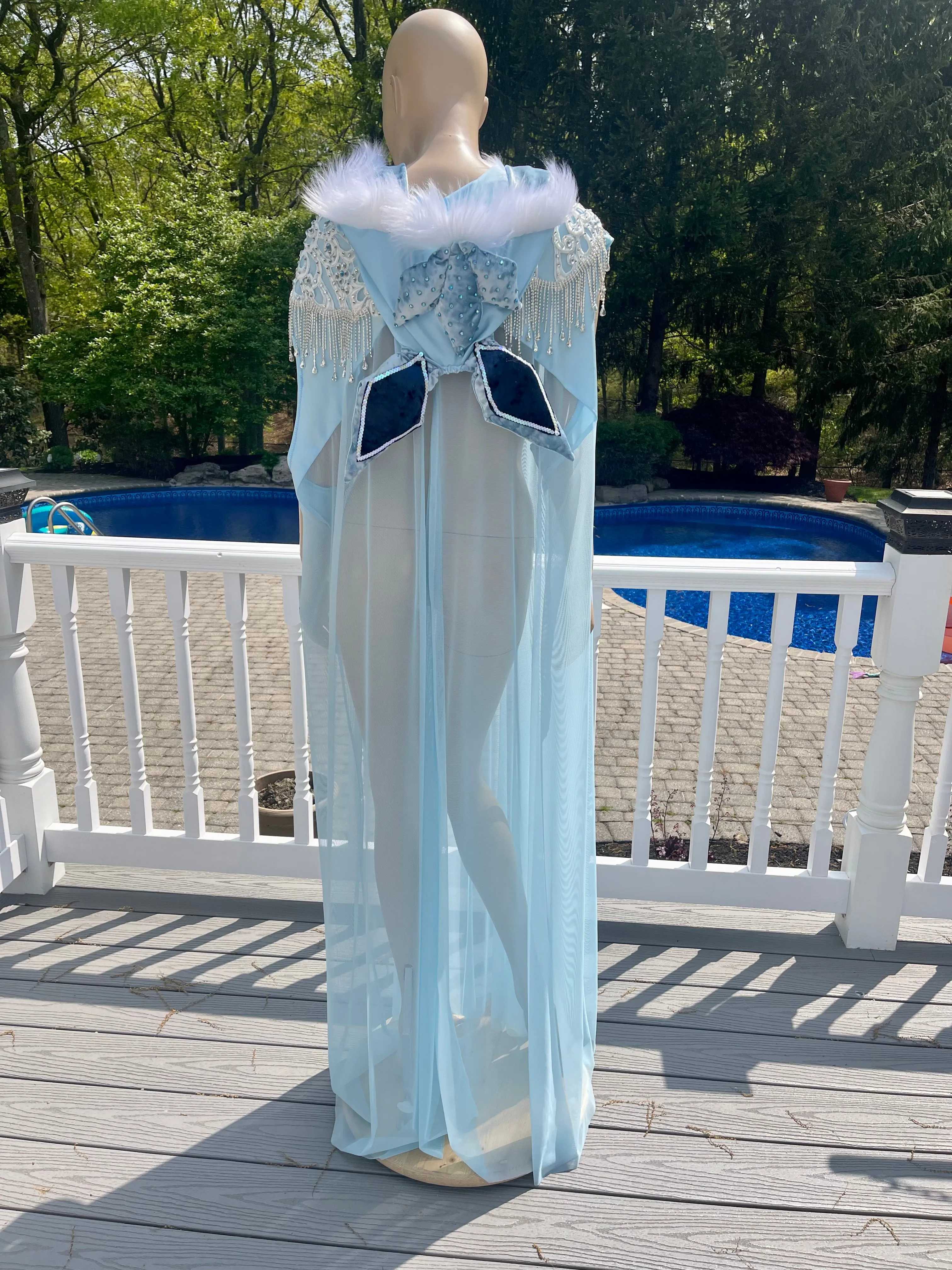 Glaceon Inspired Ear Cape Robe Cosplay Dance Costume Halloween