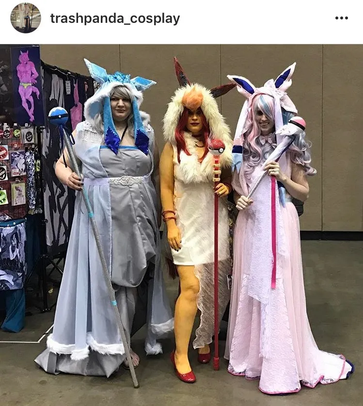 Glaceon Inspired Ear Cape Robe Cosplay Dance Costume Halloween