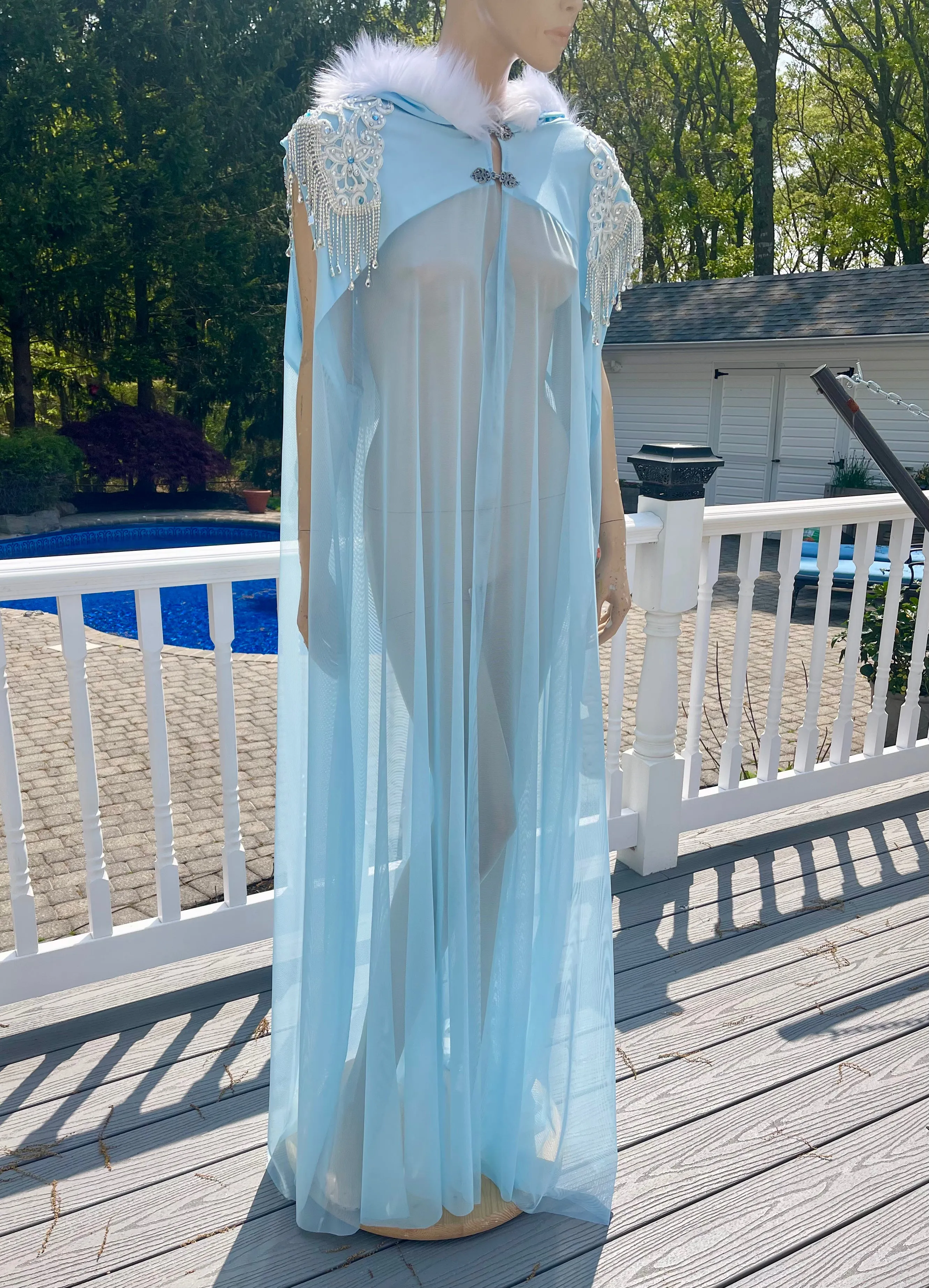 Glaceon Inspired Ear Cape Robe Cosplay Dance Costume Halloween