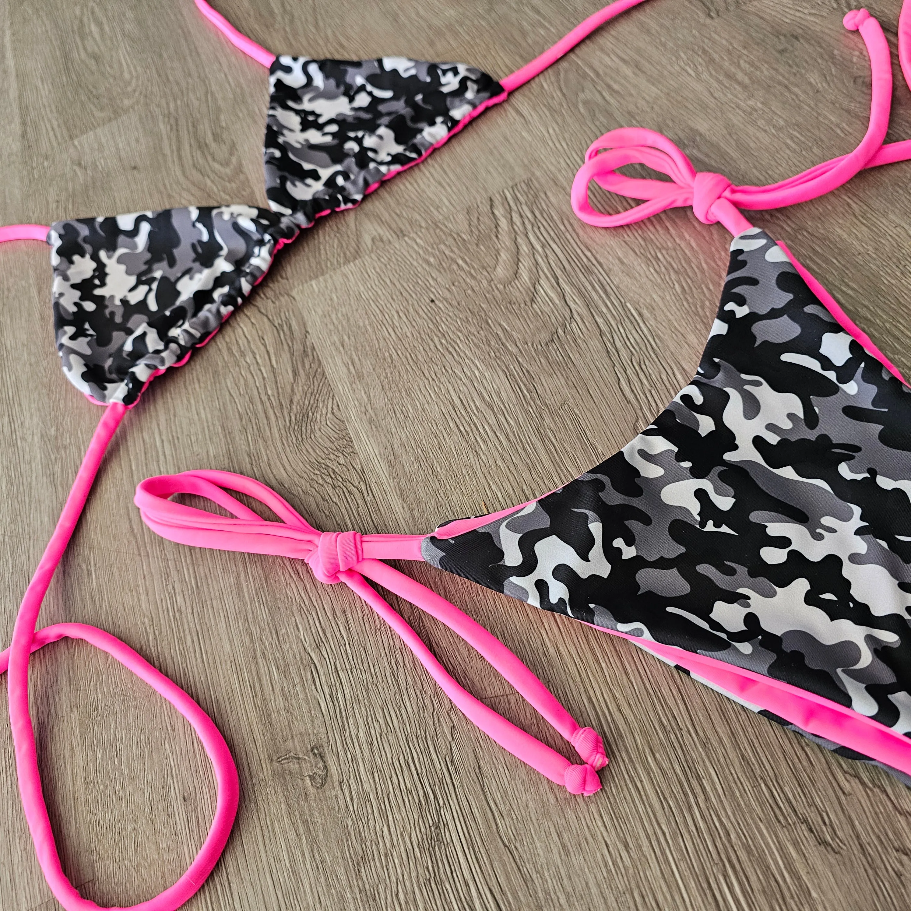 Grey Camo/Pink Triangle Top