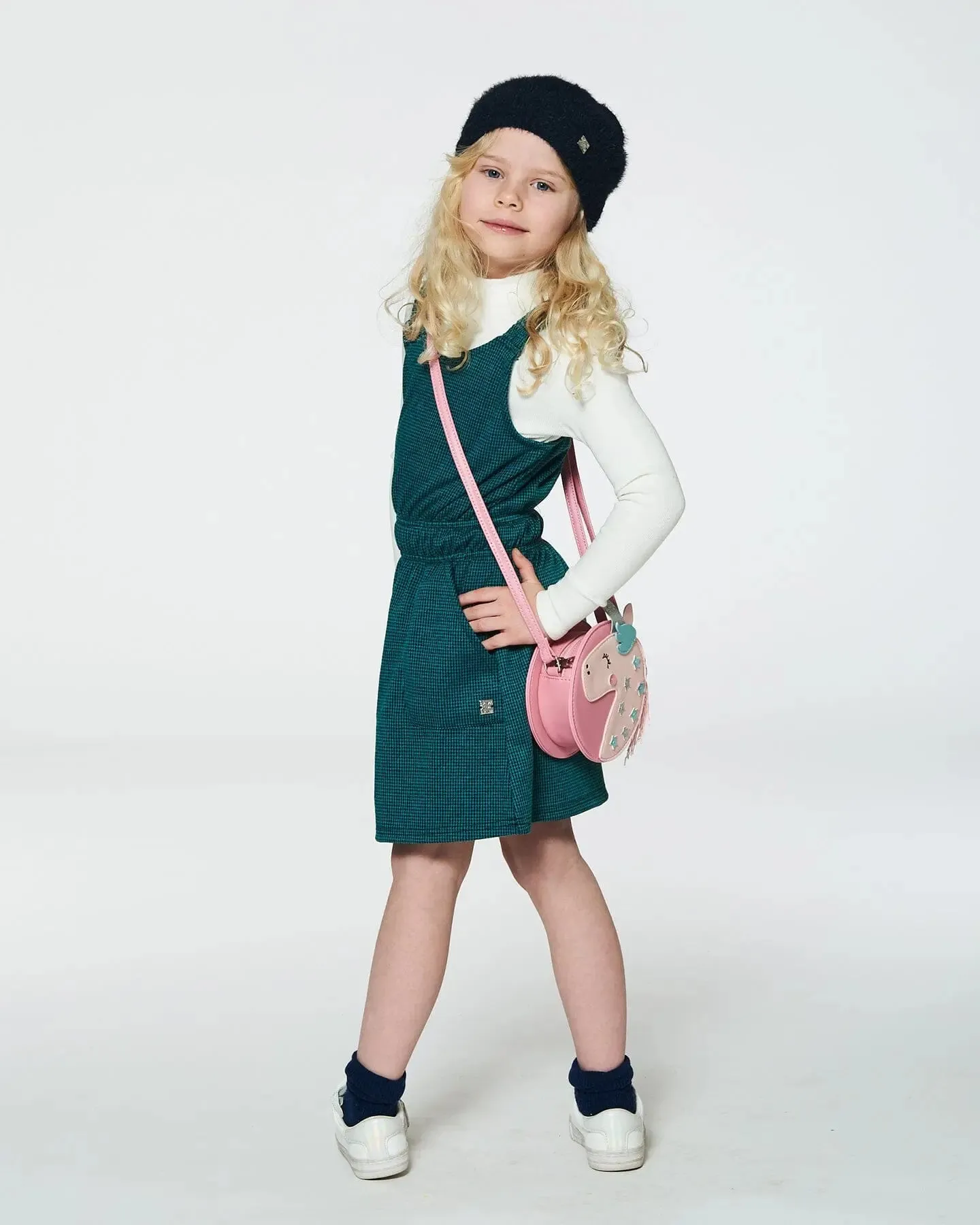 Hairy Knit Beret Navy