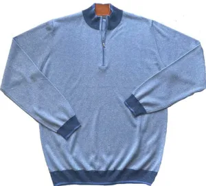 Half Zip Knit Sweater - Light Blue