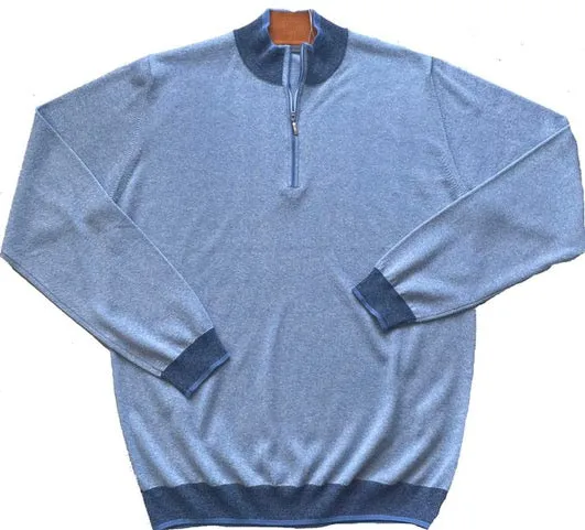 Half Zip Knit Sweater - Light Blue