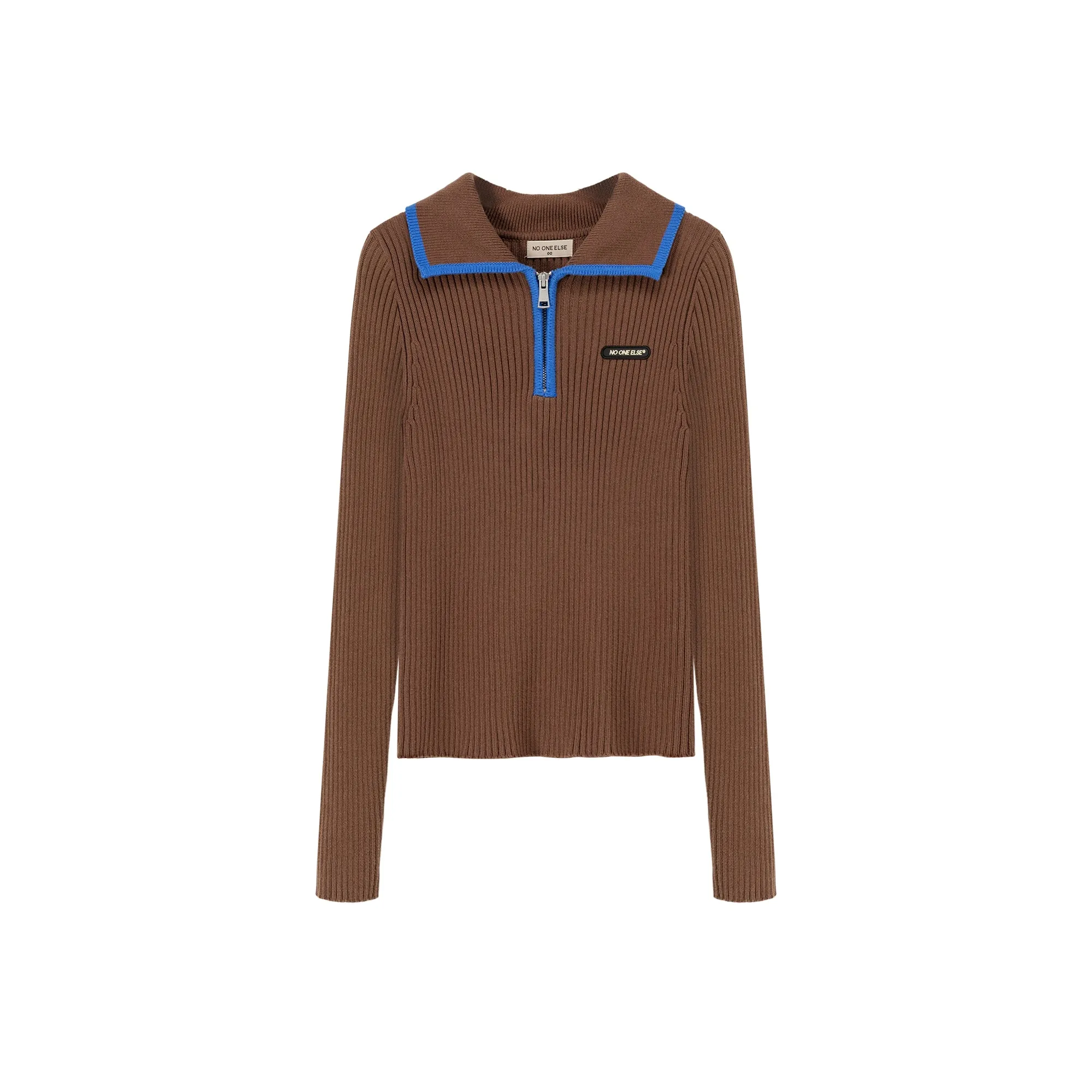 Half Zip-Up Basic Knit Top