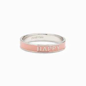 Happy Enamel Word Ring Silver