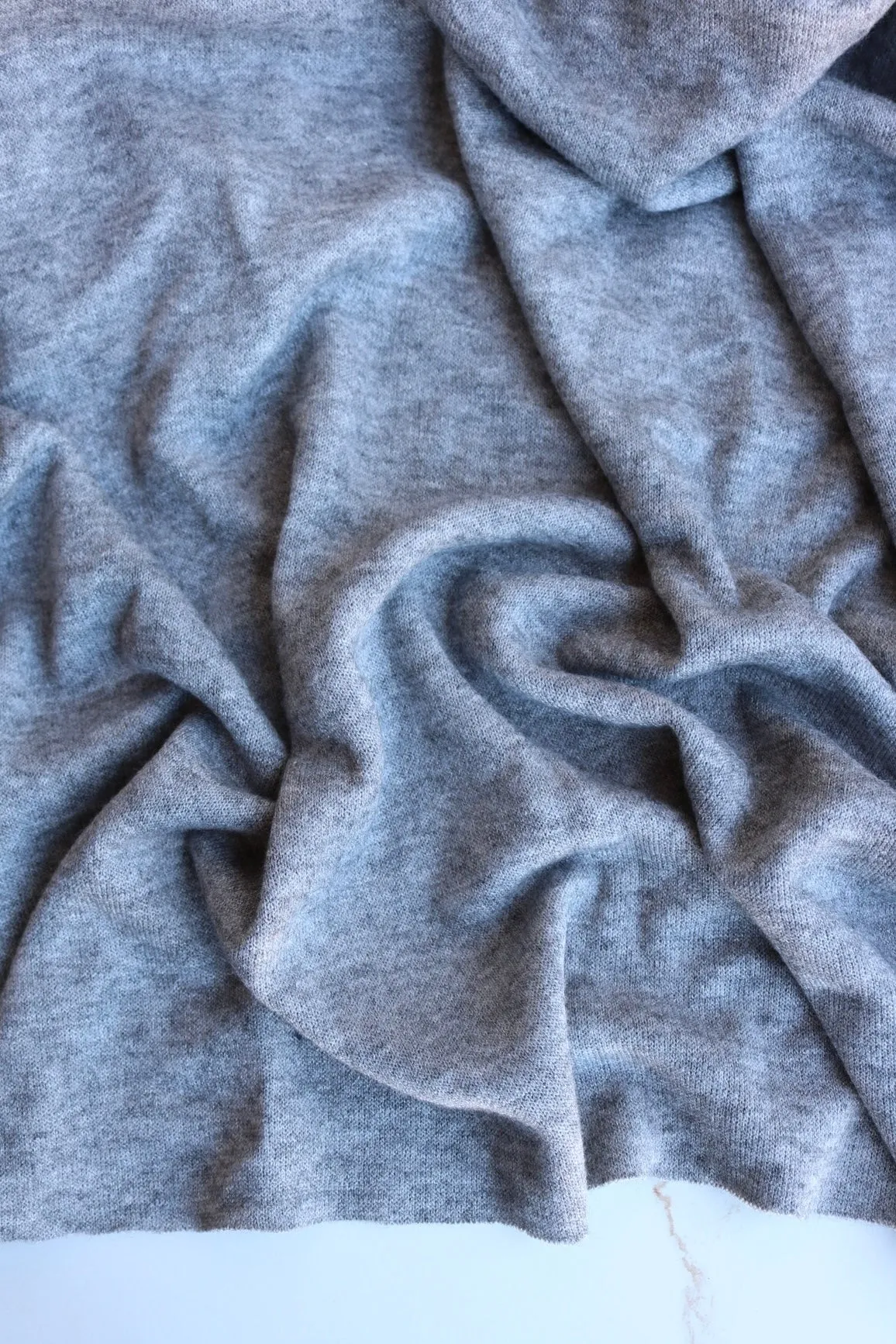 Heather Gray Morraine Double Cashmere Sweater Knit