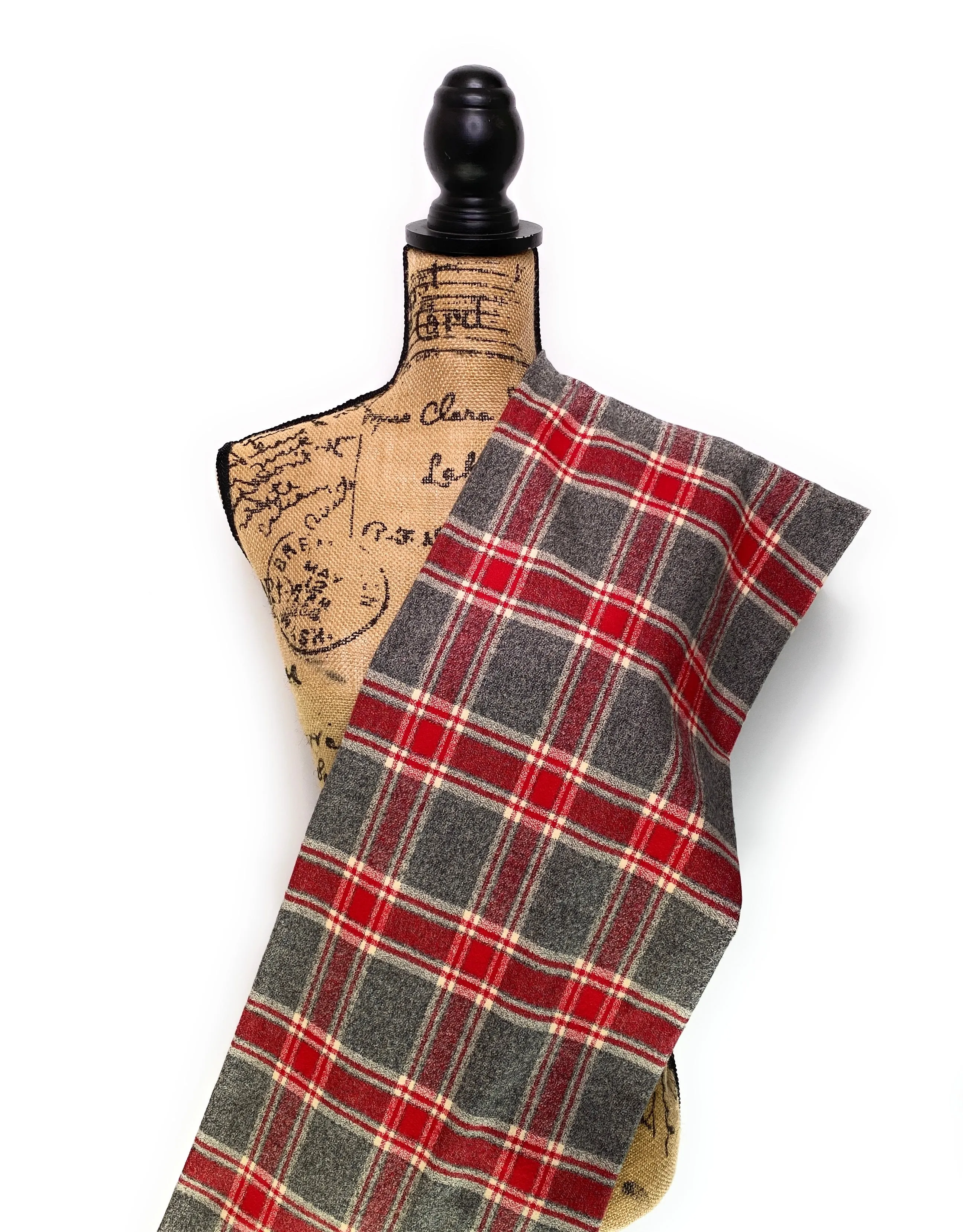 Heather Grey, Red and Cream Luxe Collection Plaid Infinity and Blanket Scarves