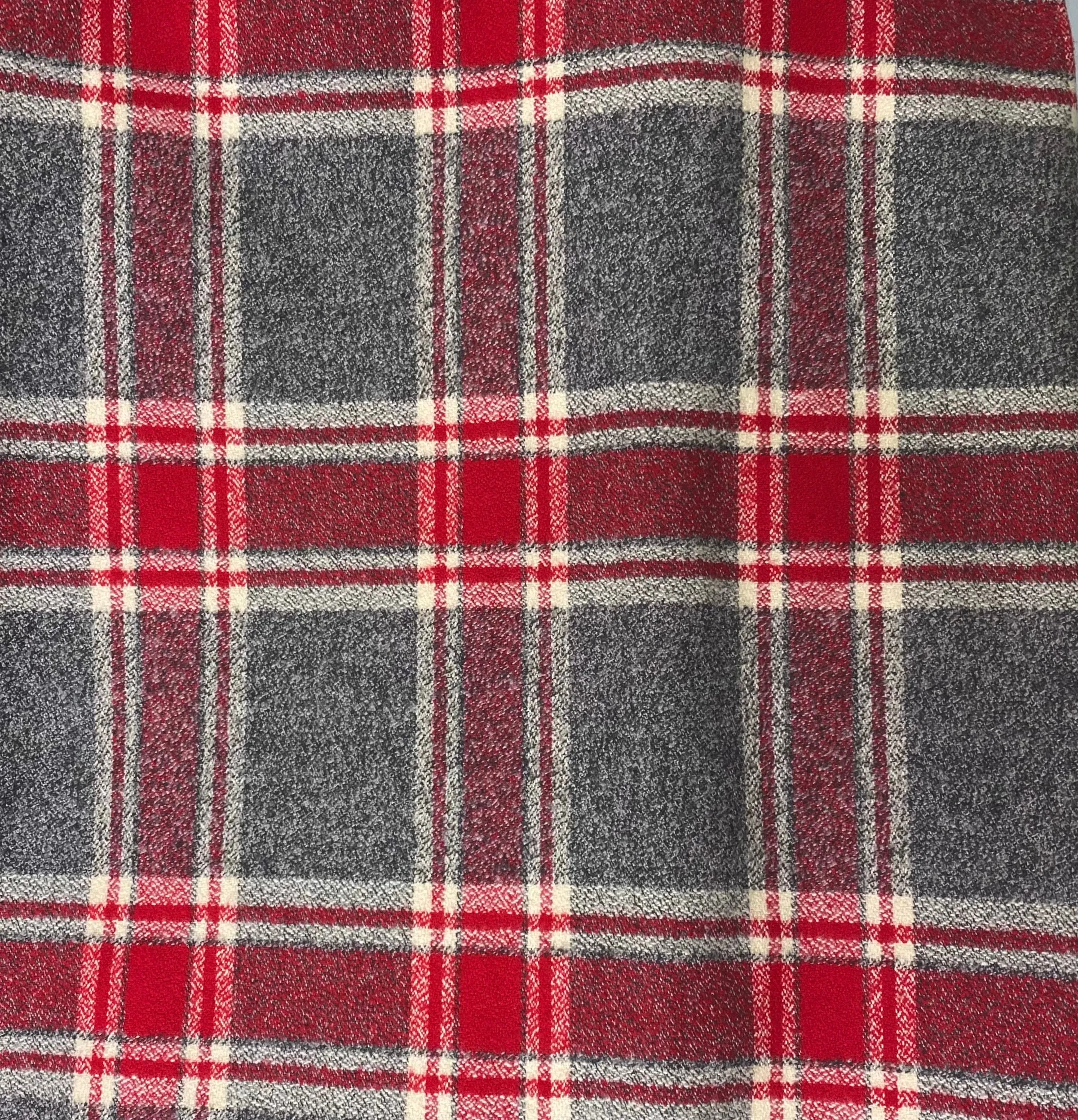 Heather Grey, Red and Cream Luxe Collection Plaid Infinity and Blanket Scarves