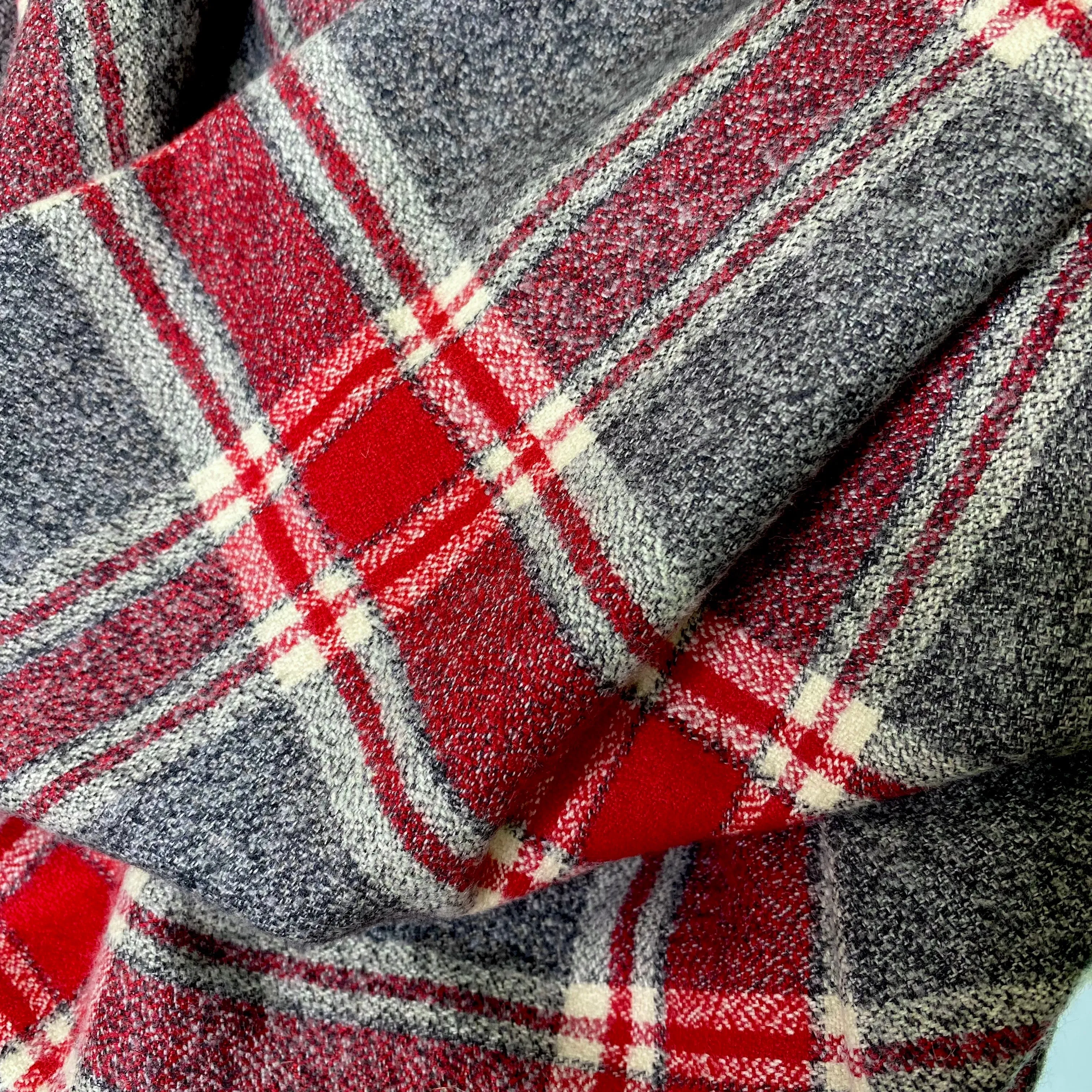 Heather Grey, Red and Cream Luxe Collection Plaid Infinity and Blanket Scarves