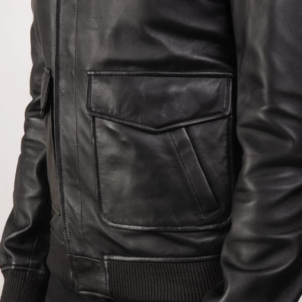 Heisenberg Black Leather Bomber Jacket