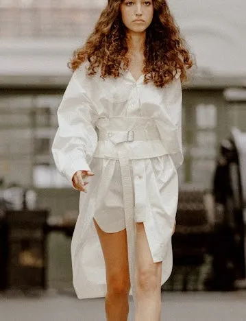 Hybrid Cape Shirt With Corset Belt