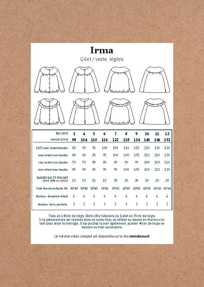 Ikatee - IRMA MUM Cardigan/ Vest Paper Sewing Pattern