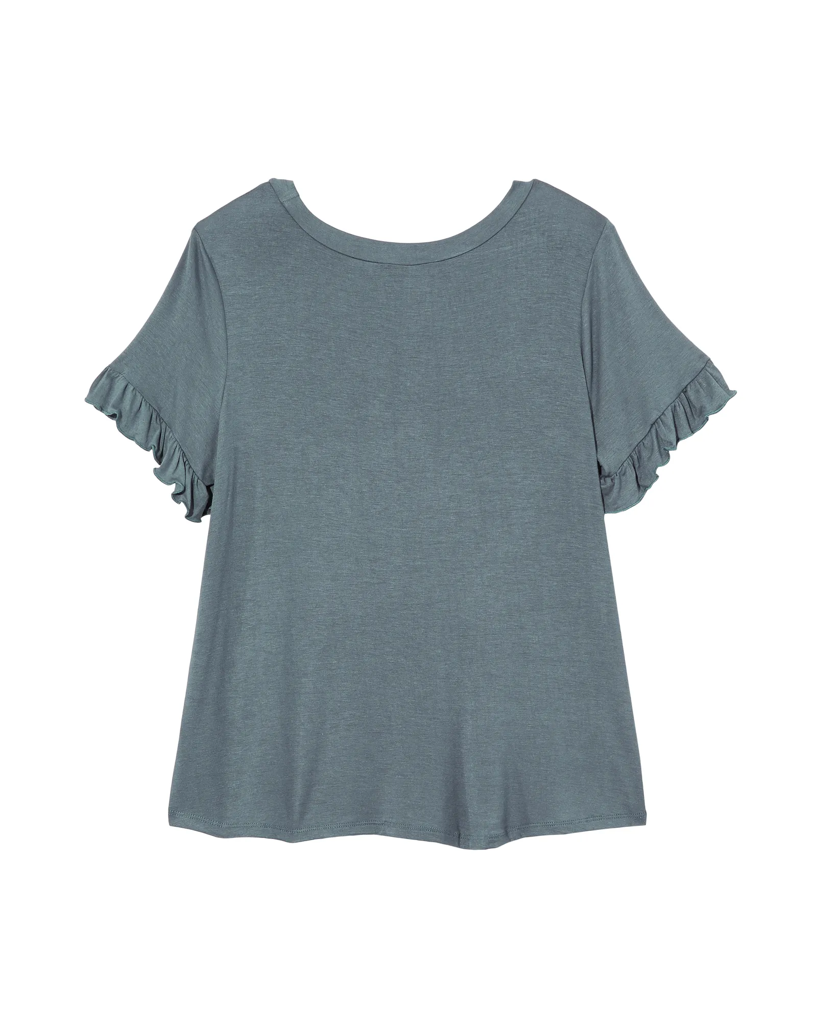 Imogen Ruffle Elbow Sleeve Top | Light Blue