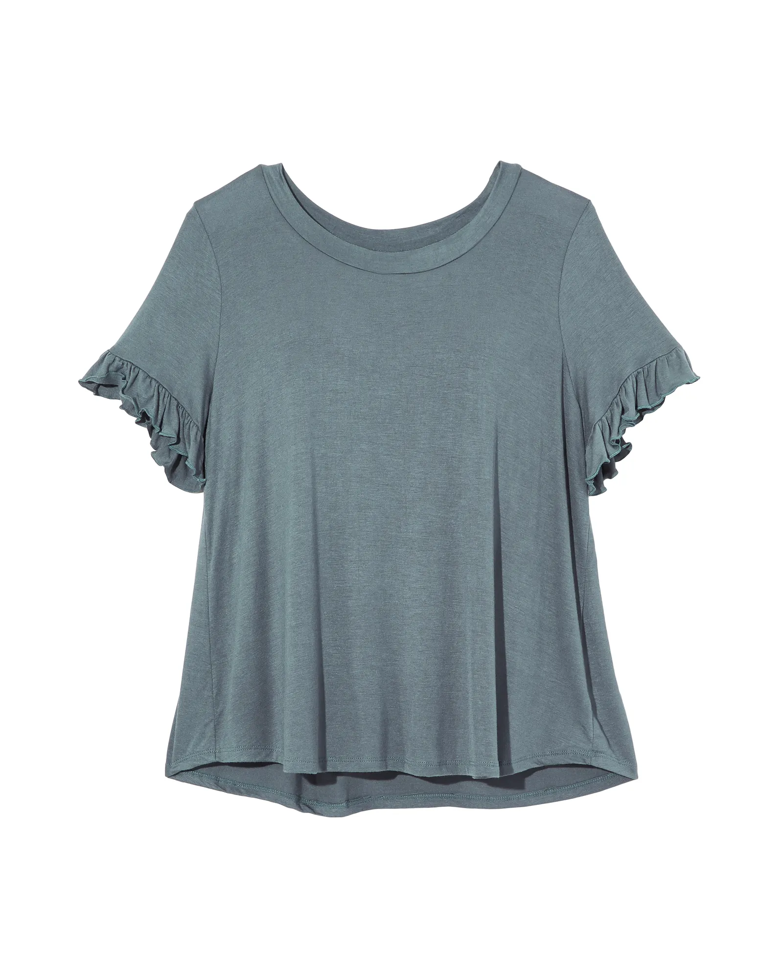 Imogen Ruffle Elbow Sleeve Top | Light Blue