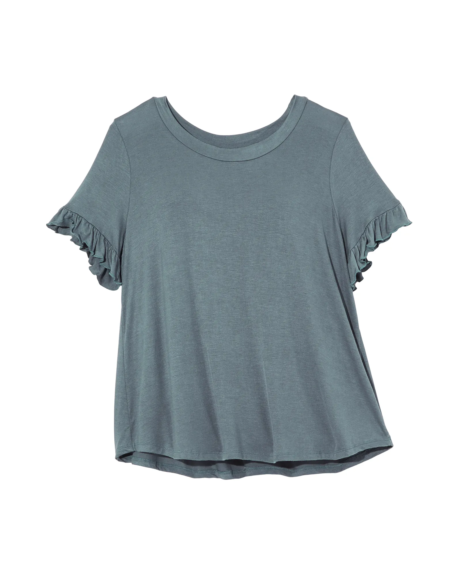 Imogen Ruffle Elbow Sleeve Top | Light Blue