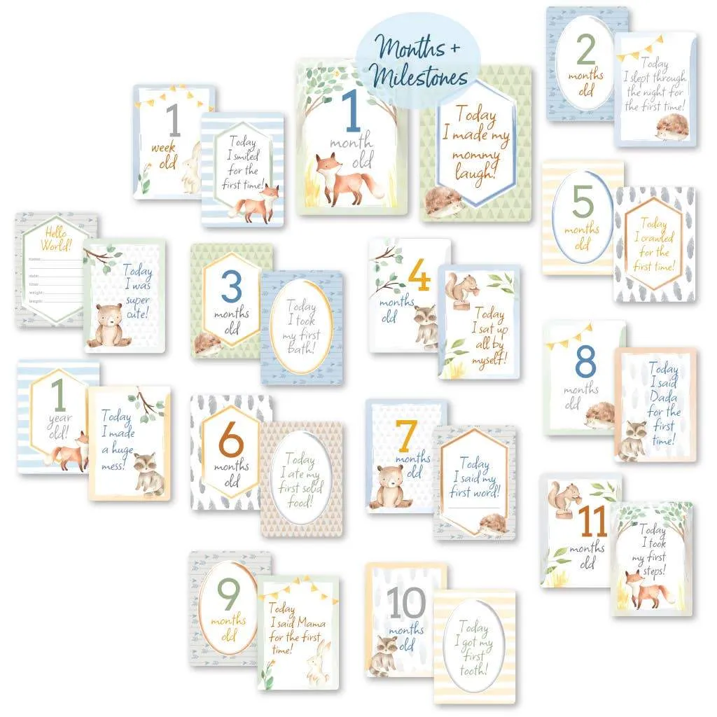 Itzy Moments™ Double-Sided Milestone Cards - Woodland