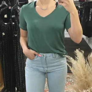 Jody V Neck Knit Top Teal