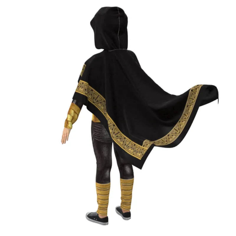 Kids Teens Black Addam Costume Hooded Cape and Jumpsuit 2pcs Suit for Halloween Cosplay