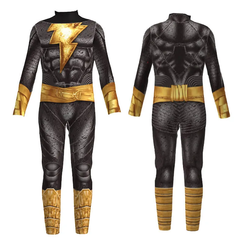 Kids Teens Black Addam Costume Hooded Cape and Jumpsuit 2pcs Suit for Halloween Cosplay