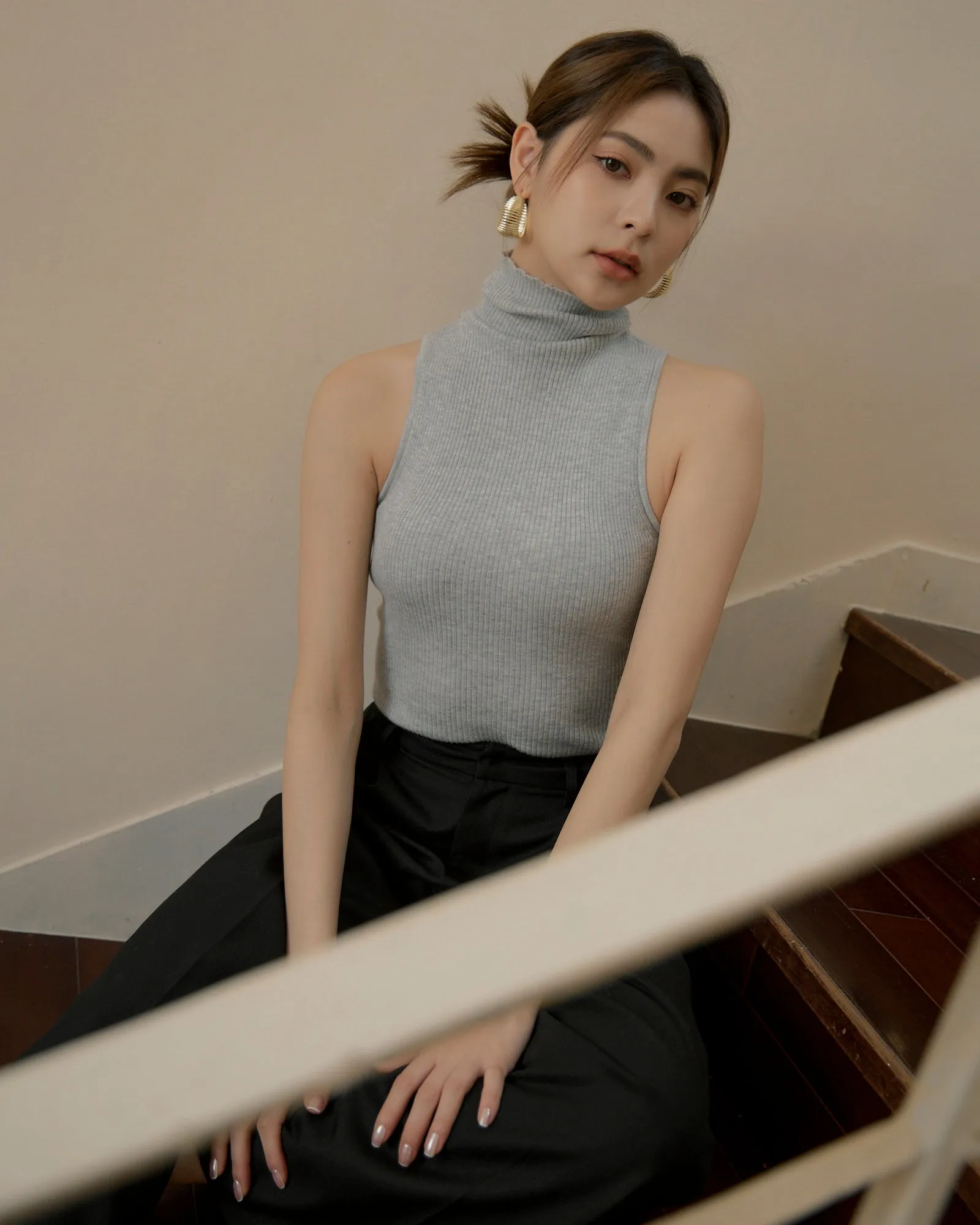 Knit High Neck Bra Top (高領背心針織)