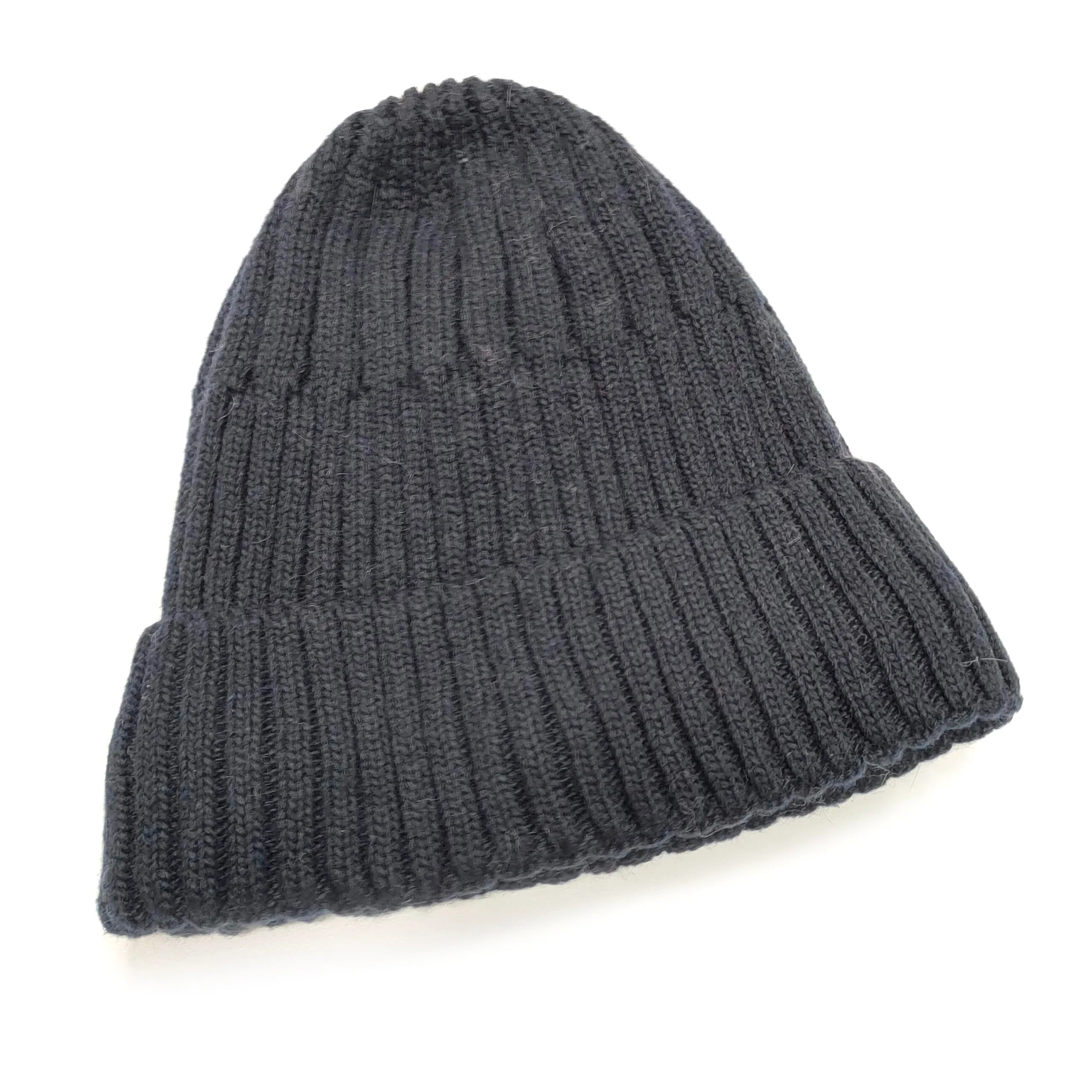 Knit Style Beanie Hat - Navy Blue