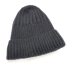 Knit Style Beanie Hat - Navy Blue