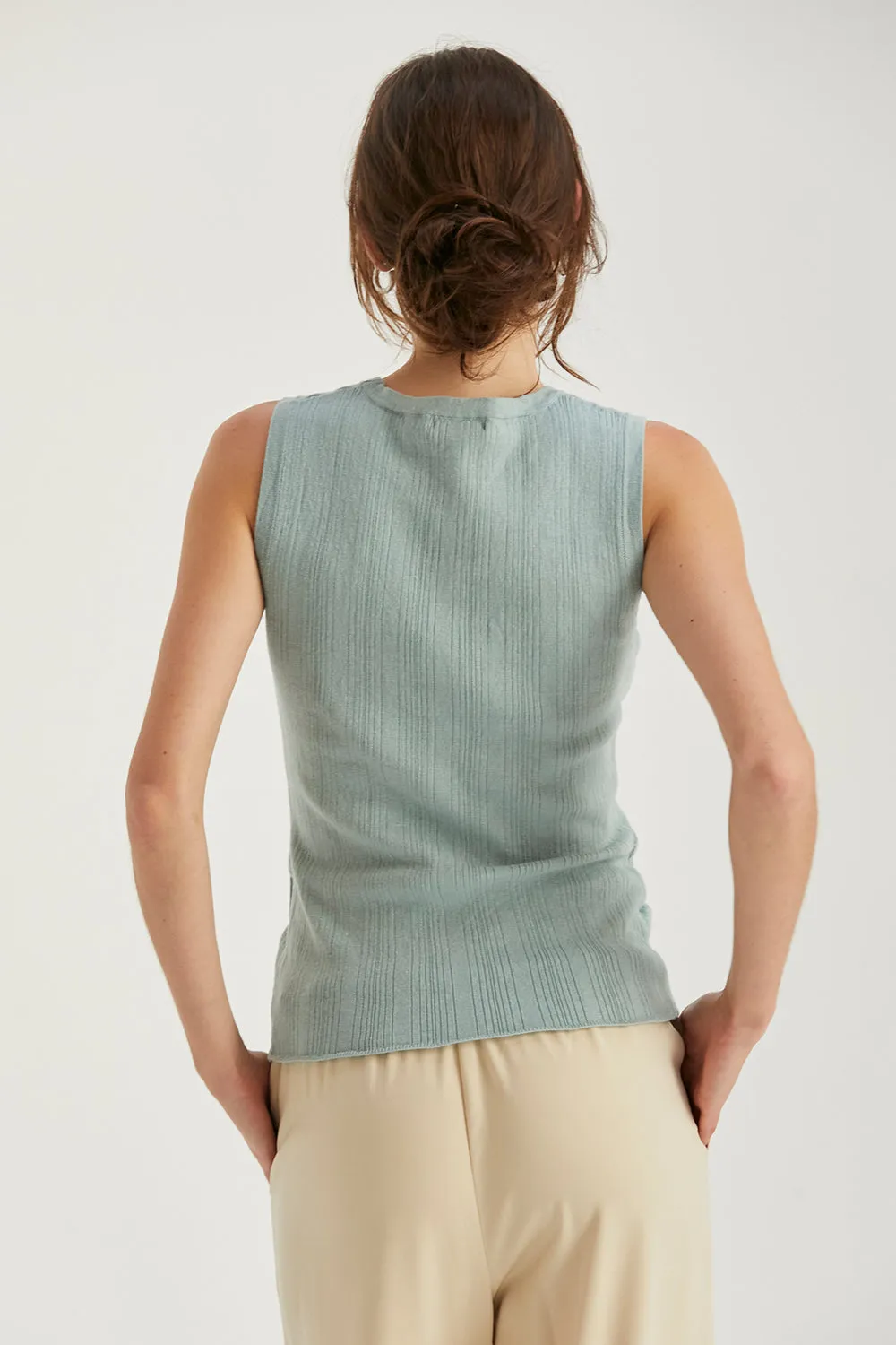 Lace Up Sides Coastal Blue Top