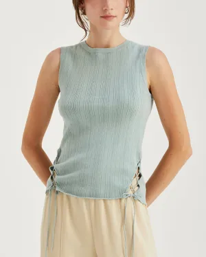 Lace Up Sides Coastal Blue Top