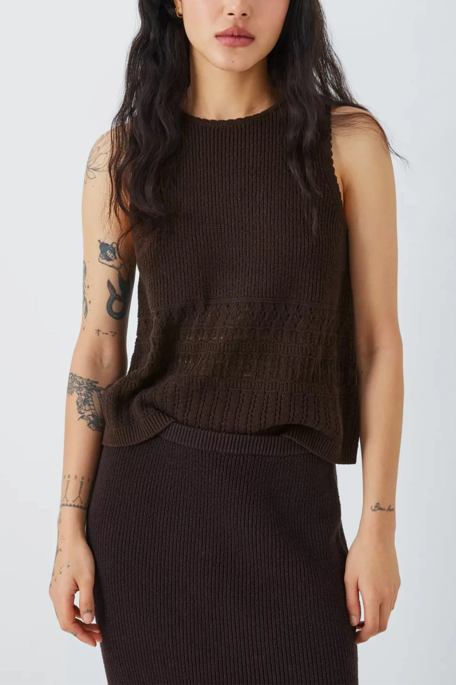 Lilly Knit Vest Top, Dark Chocolate