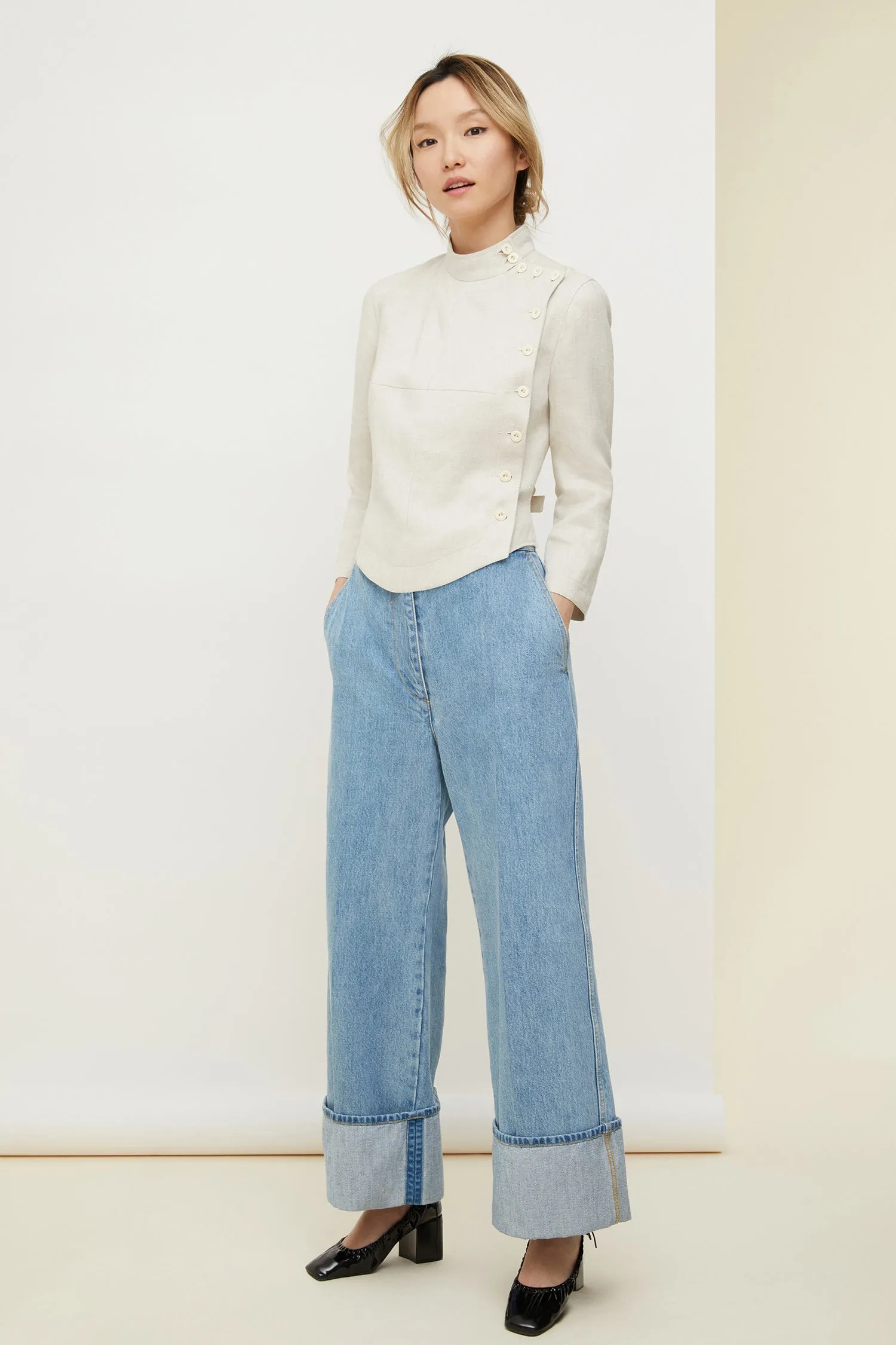 Linen and silk fencing jacket