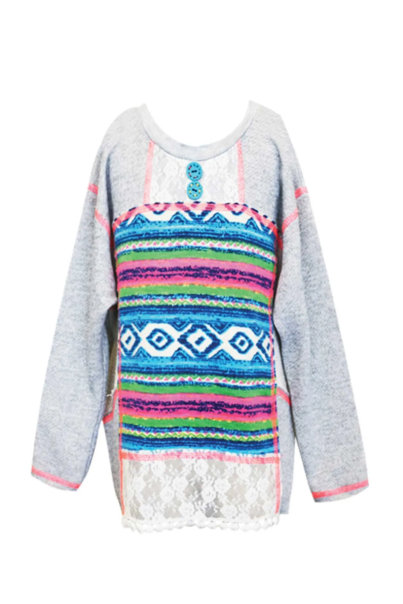 Little Girls Mix Media Long Sleeve Sweatshirt