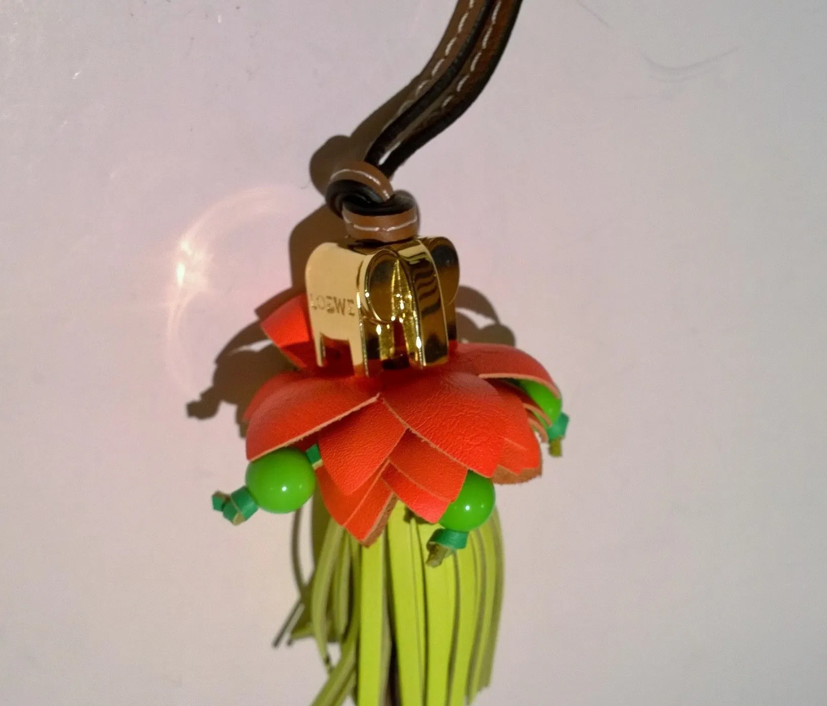 Loewe Paula's Ibiza Gold Elephant Tropical Flower Bag Charm