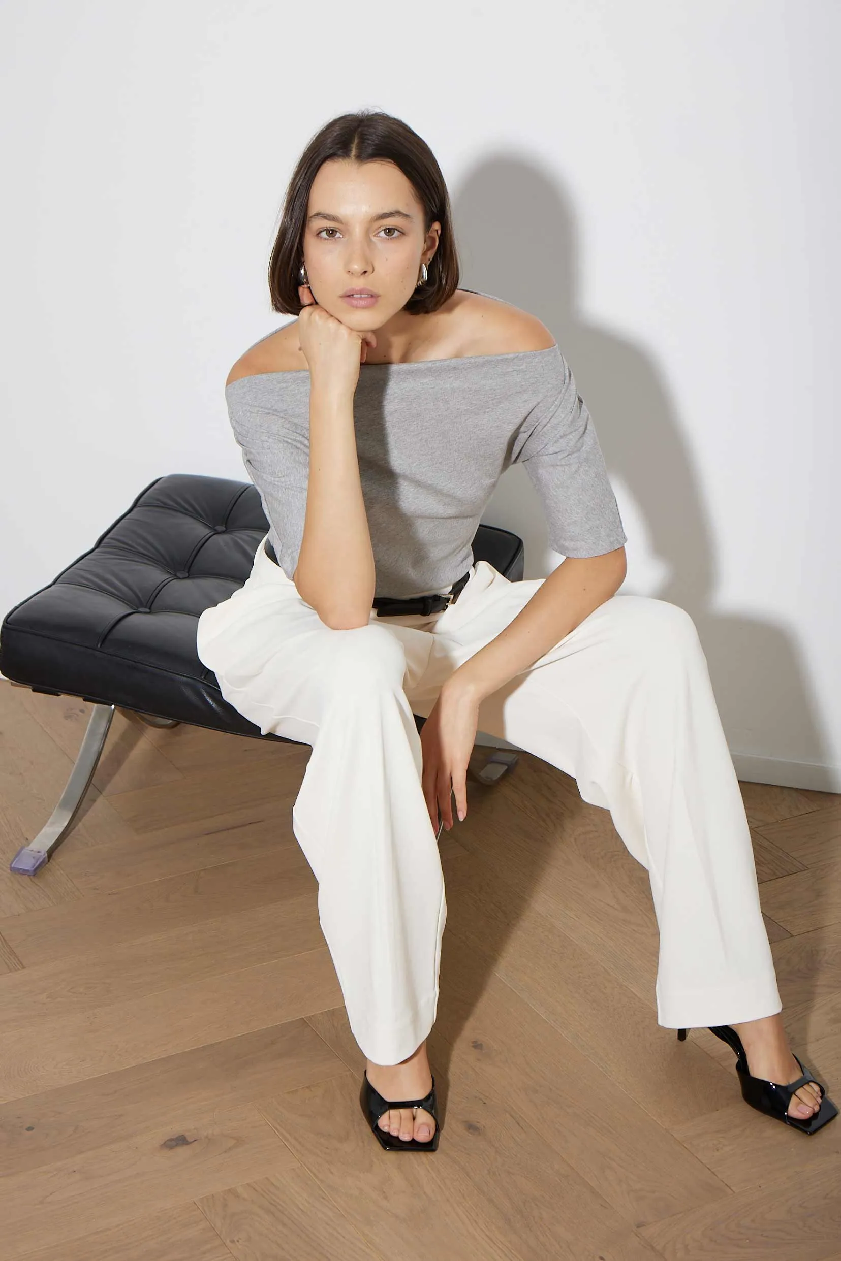 LOREN TOP GREY MARLE
