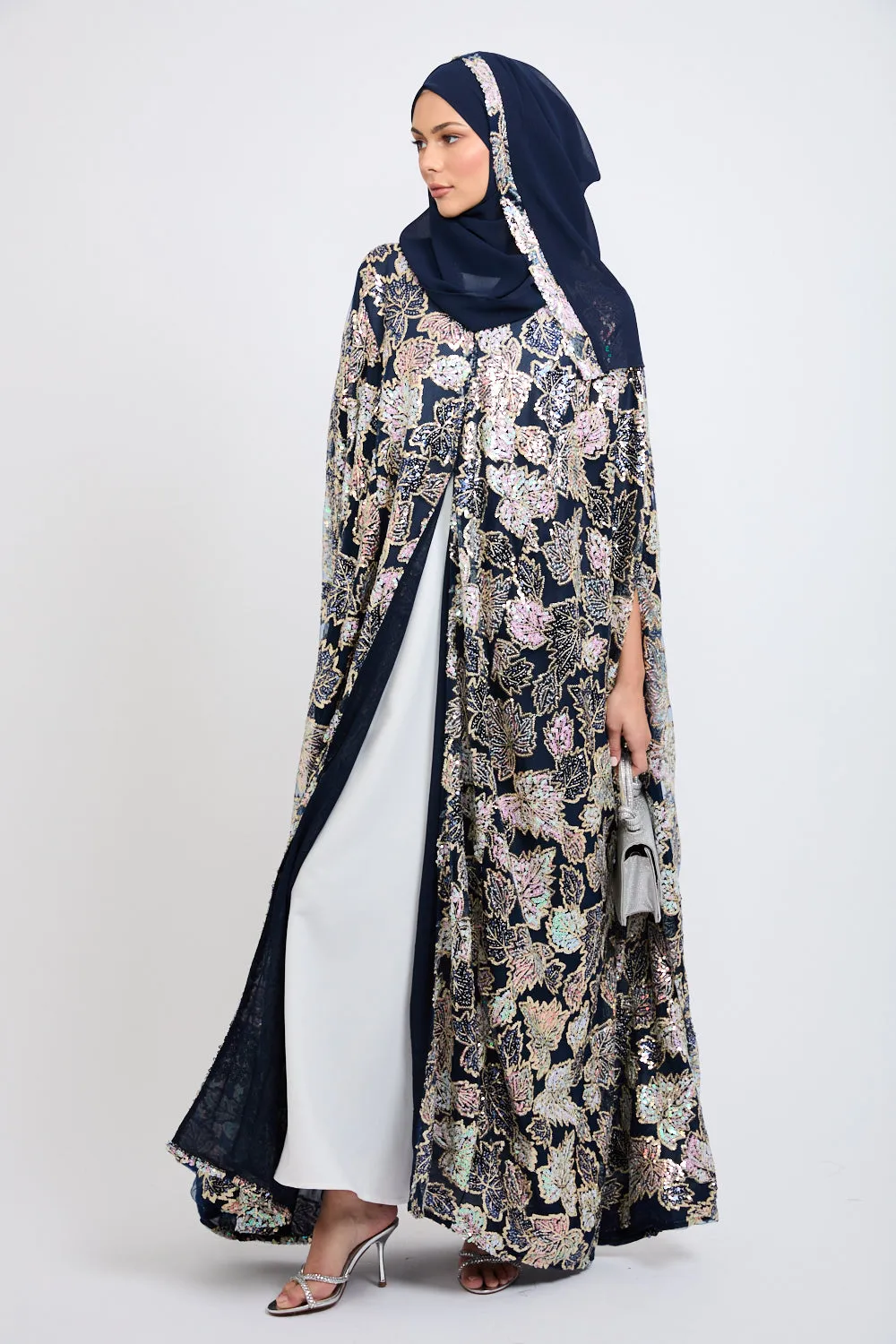 Luxury Sequin Cape - Navy - LIMITED EDITION