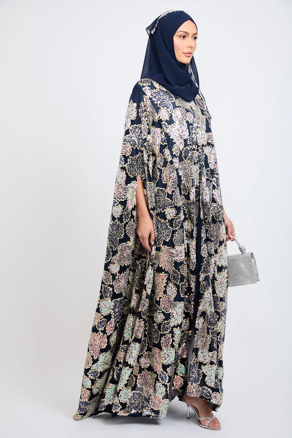 Luxury Sequin Cape - Navy - LIMITED EDITION