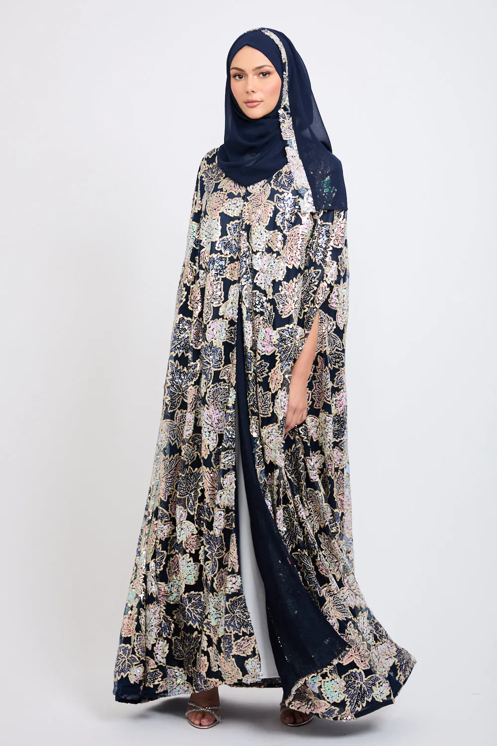 Luxury Sequin Cape - Navy - LIMITED EDITION