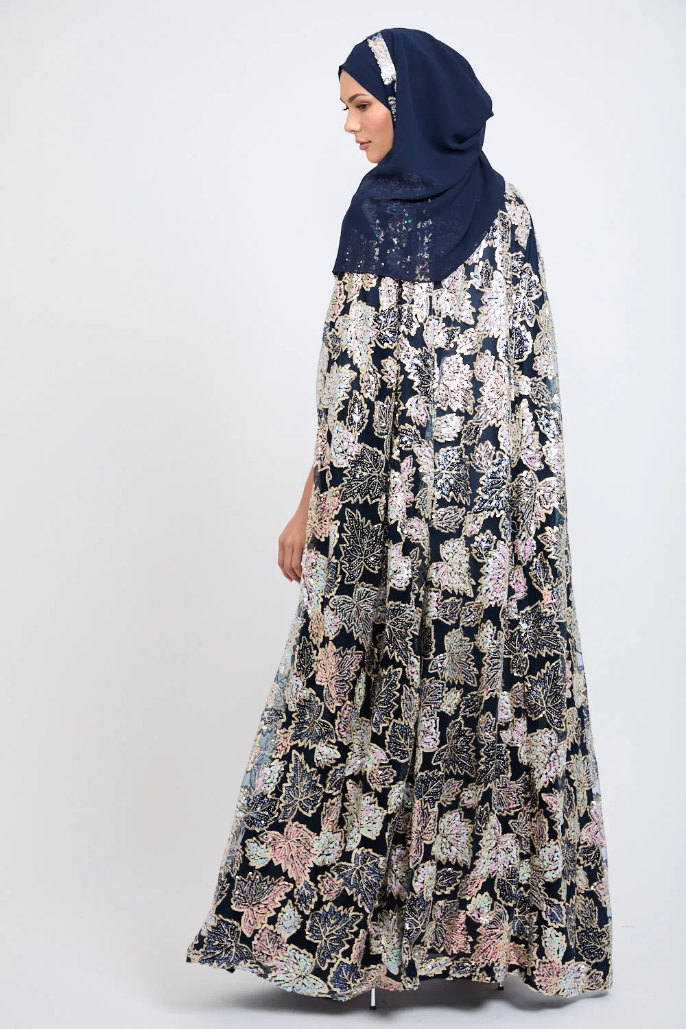 Luxury Sequin Cape - Navy - LIMITED EDITION