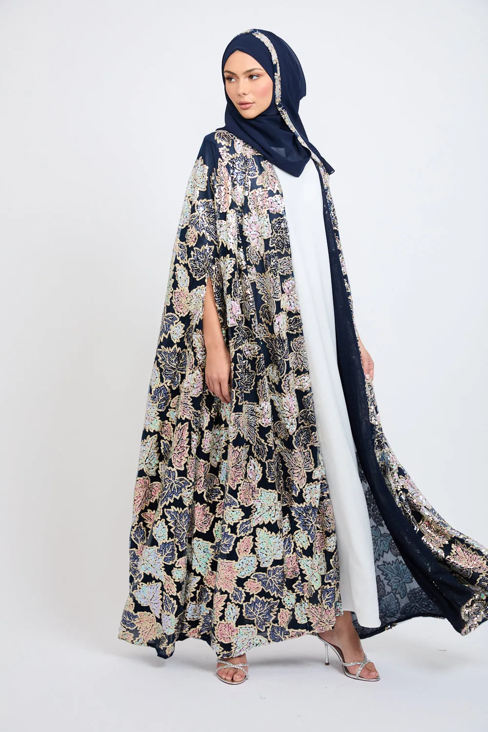 Luxury Sequin Cape - Navy - LIMITED EDITION