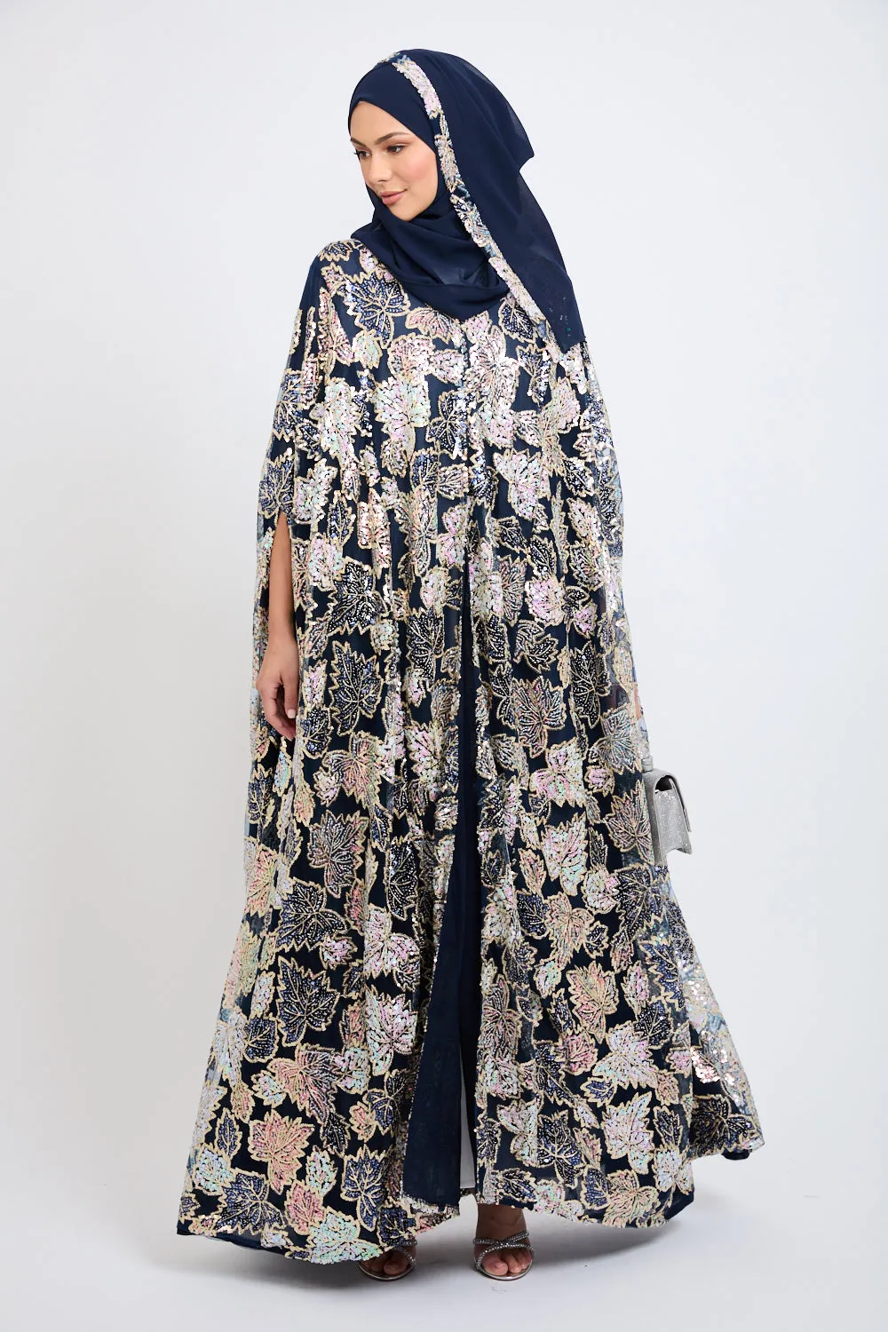 Luxury Sequin Cape - Navy - LIMITED EDITION