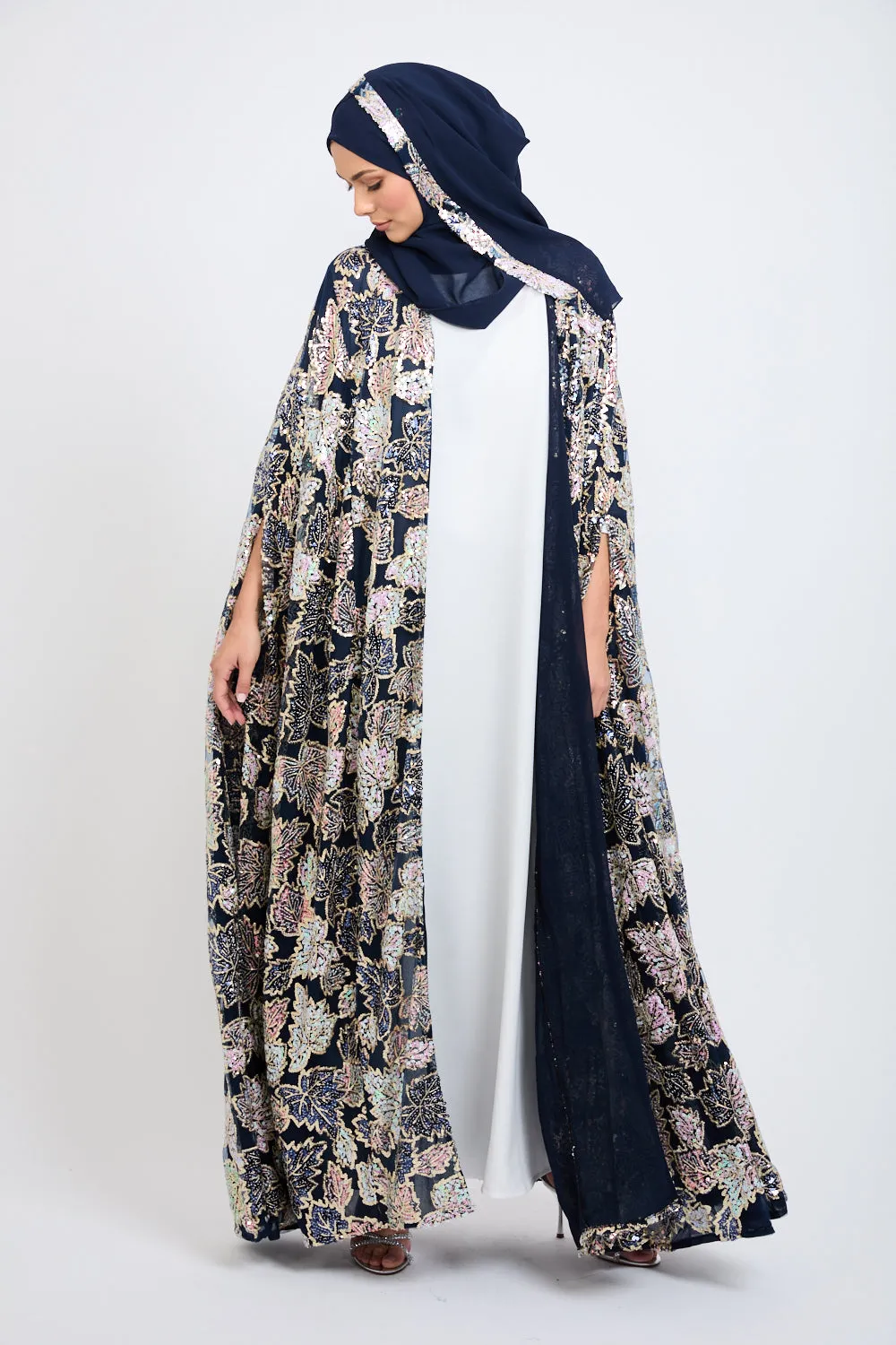 Luxury Sequin Cape - Navy - LIMITED EDITION