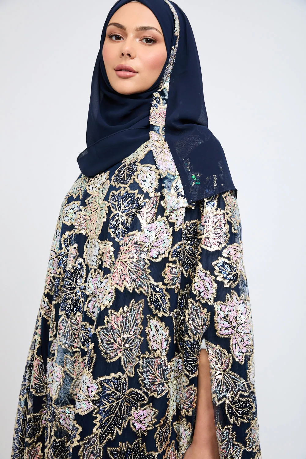 Luxury Sequin Cape - Navy - LIMITED EDITION