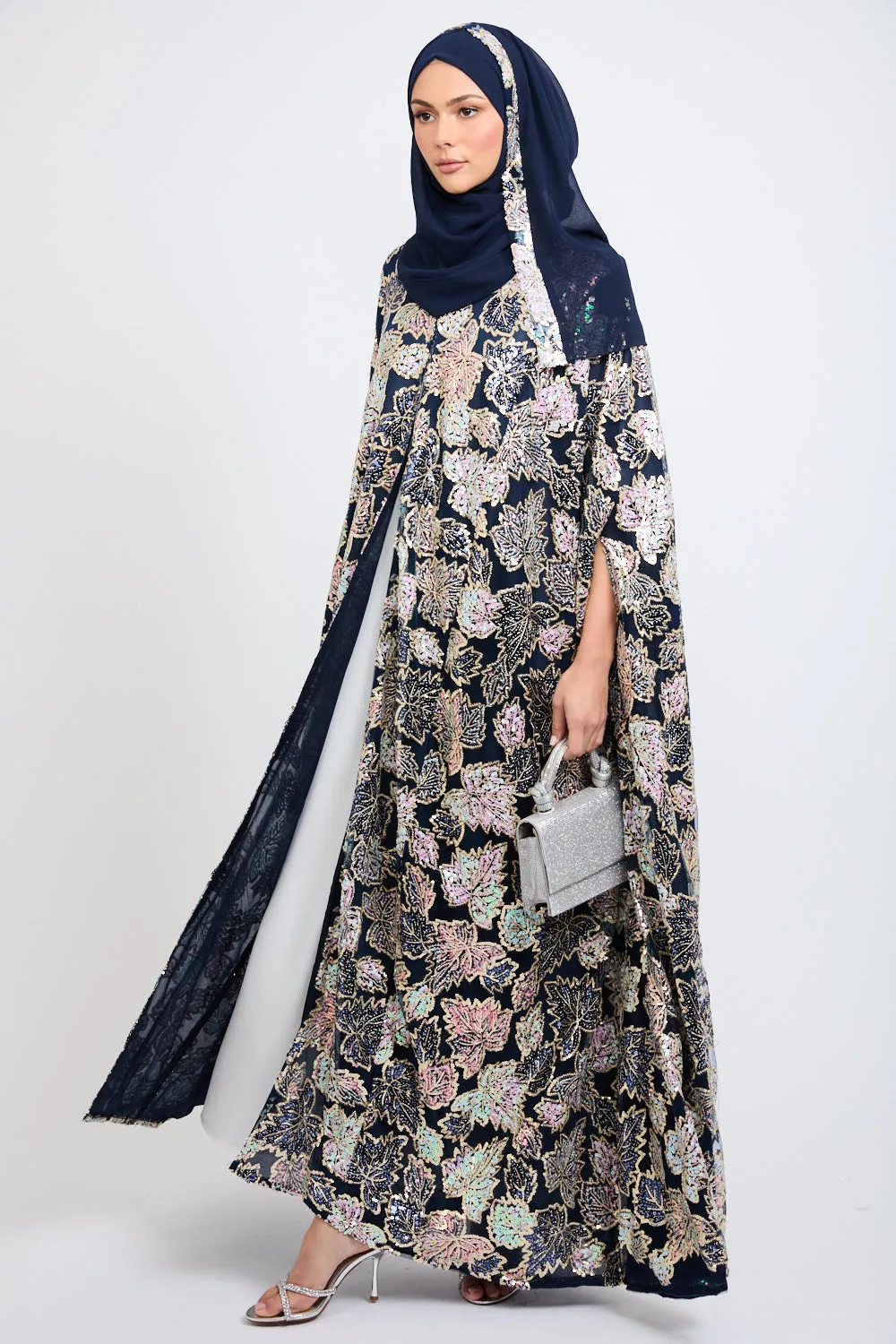 Luxury Sequin Cape - Navy - LIMITED EDITION