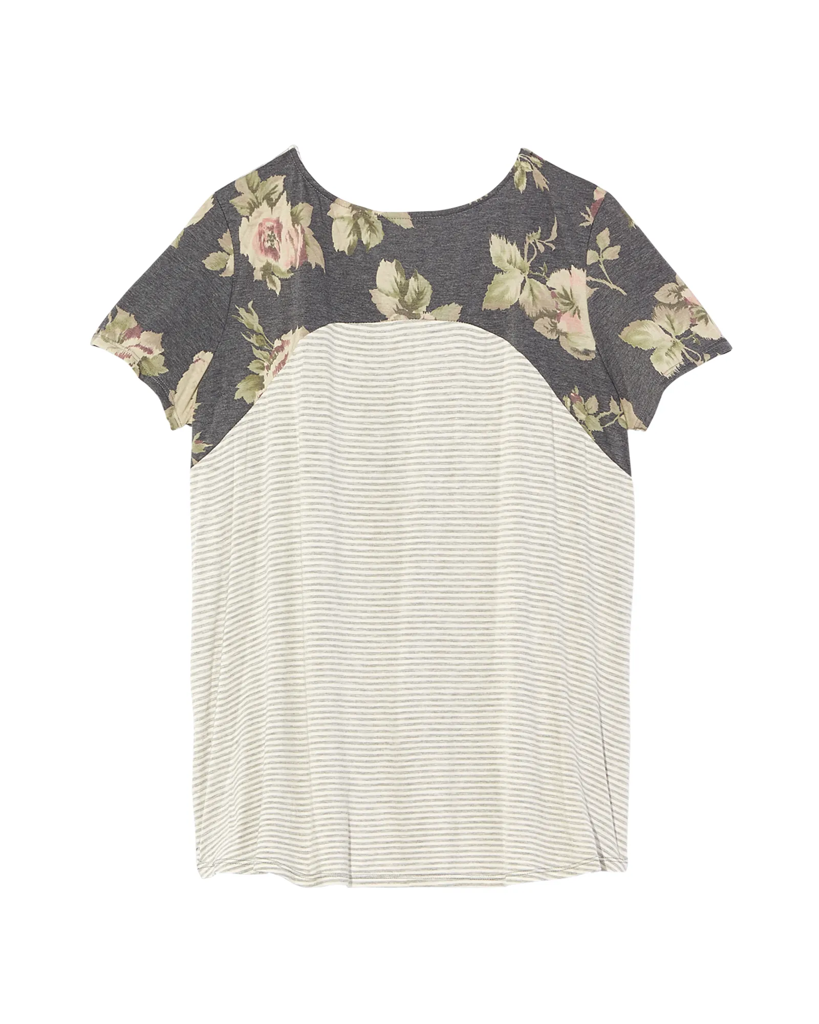 Maeve Mix-Print Tee | Light Grey / Ivory