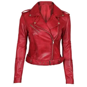 Margaret Red Ladies Leather Jacket