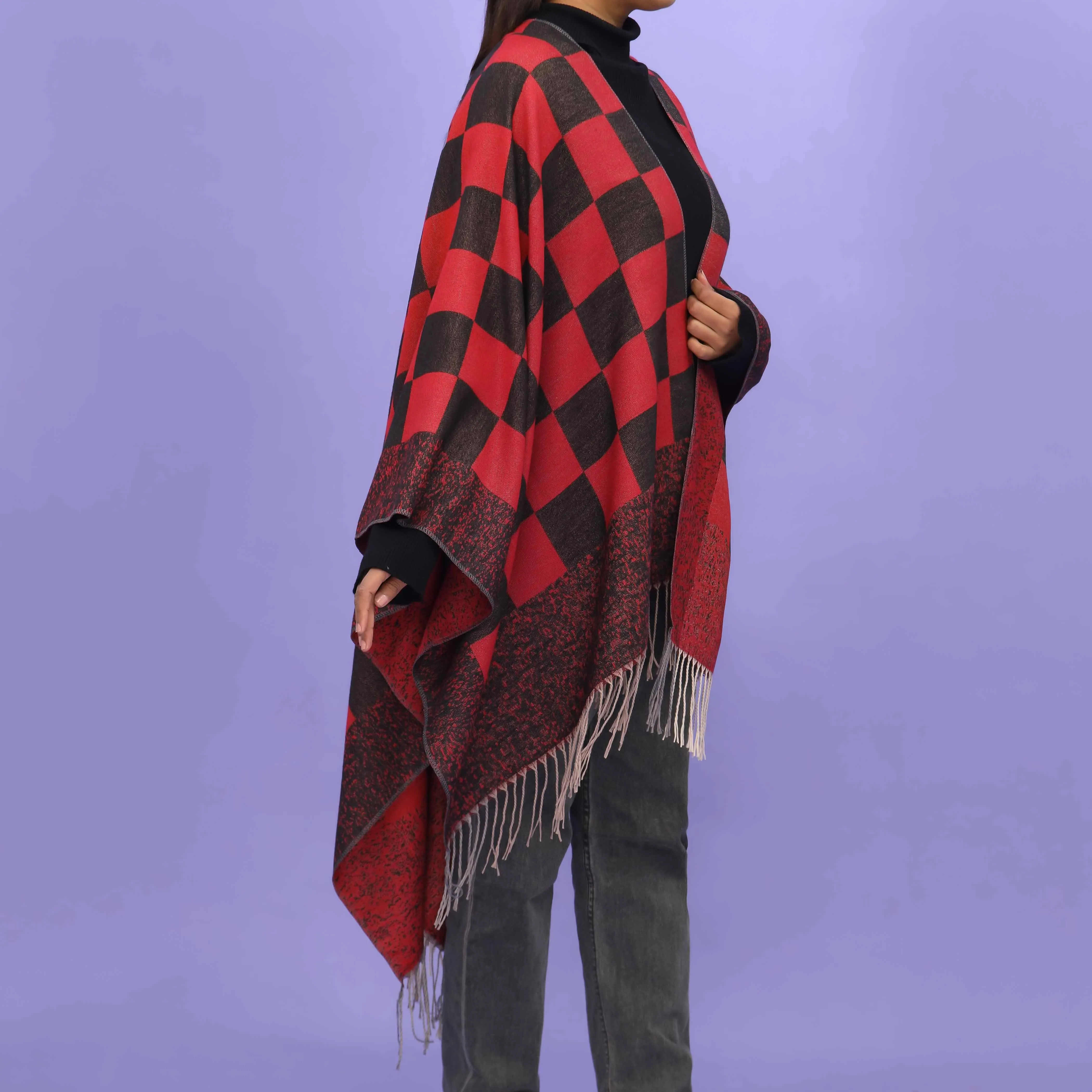 Maroon Winter Cape Shawl PN4730